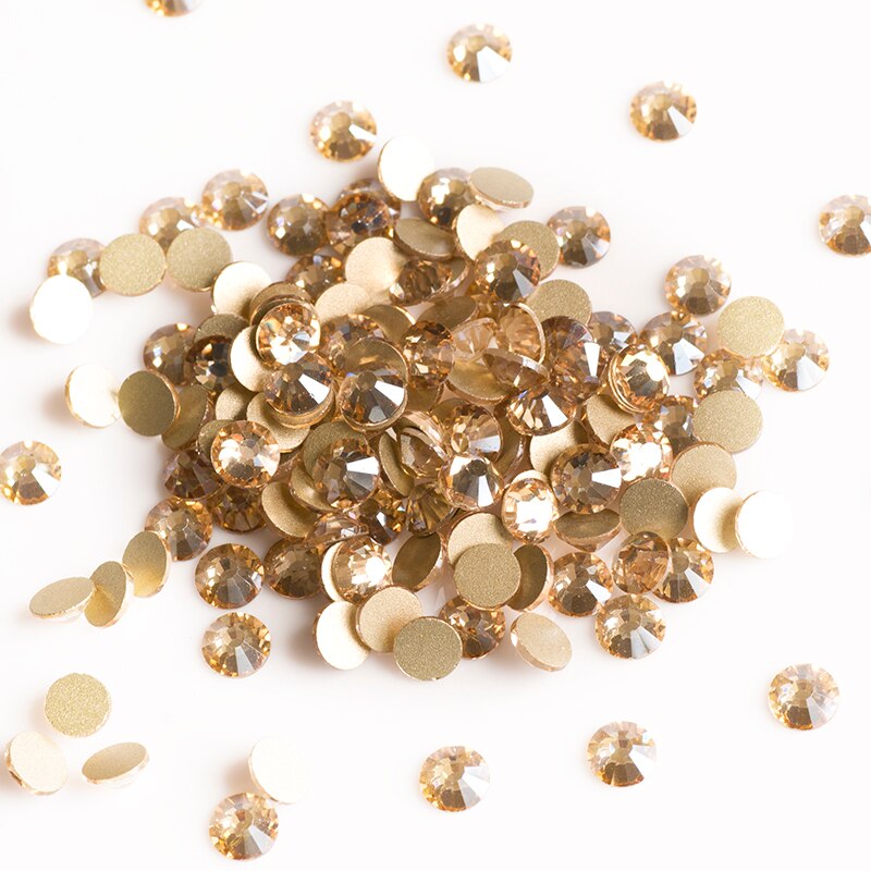 Yanruo 2058Nohf SS3-SS34 Golden Shadow Nail Gems Kristal Plakstenen Strass Niet Fix Gold Steentjes Voor Schoenen