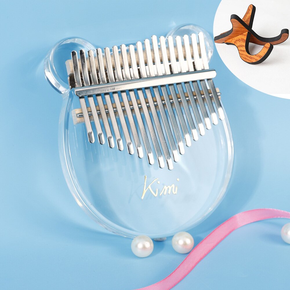 Kimi Kalimba acrylique 17 clé Transparent pouce Piano doigt Piano avec accordeur marteau bâton Kalimba étui arc-en-ciel Kalimba: Bear with stand