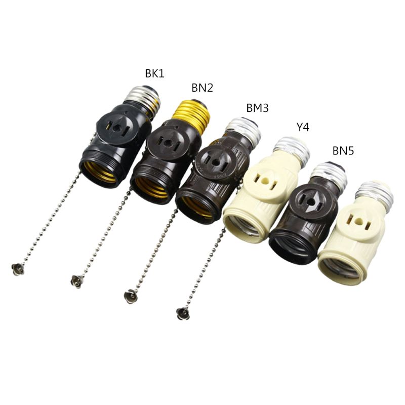 E26 Bulb Socket Om 2 Outlet Adapter Licht Houder Splitter Pull-keten Schakelaar