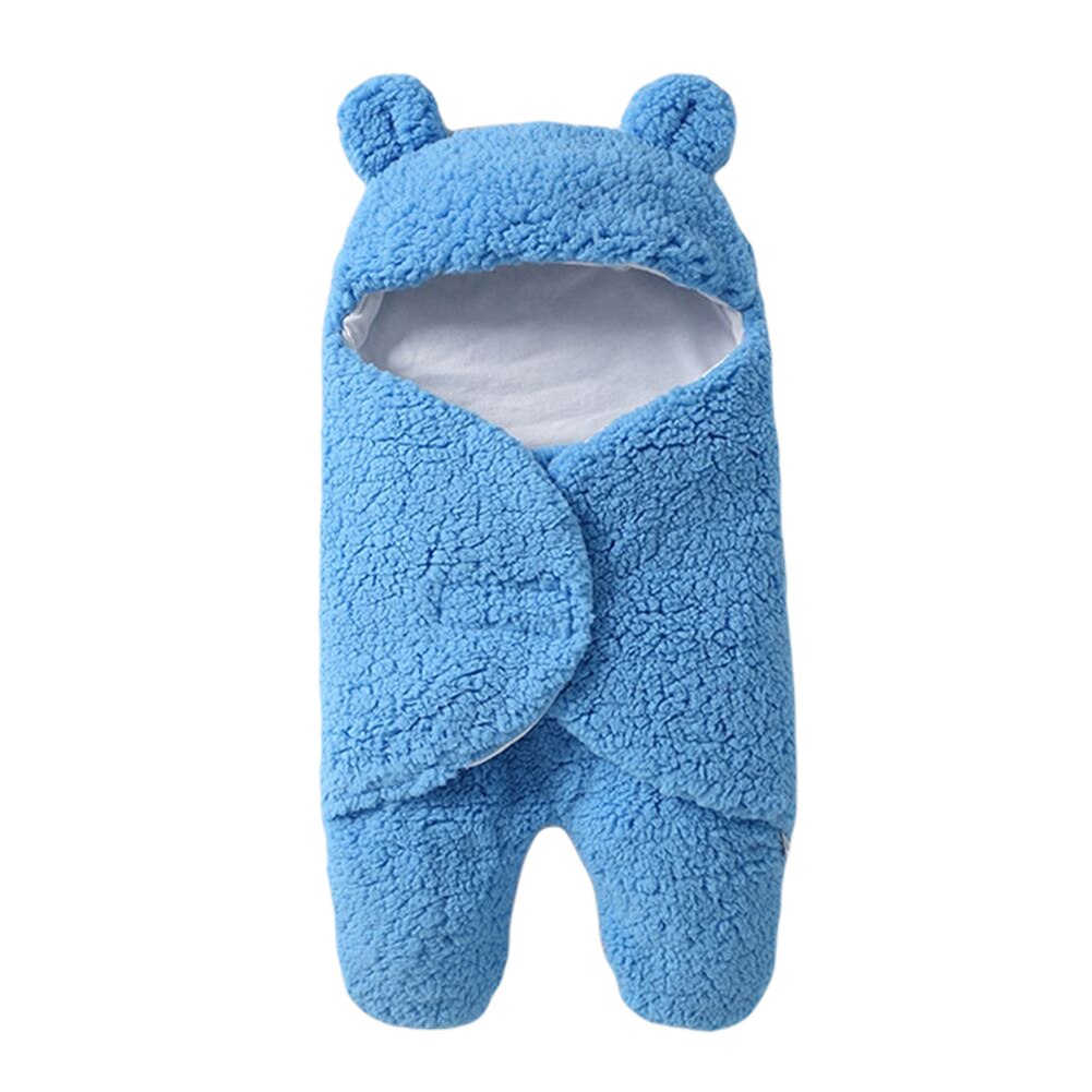 Bébé sac de couchage Ultra-doux moelleux polaire -né recevant la couverture infantile garçons filles vêtements pépinière enveloppement emmailloter: Bleu / 0-2months