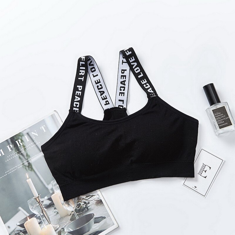 Sujetador deportivo para mujer, Top de tubo sin anillo de acero, ropa interior de talla grande, acolchado, estampado, para gimnasio, Yoga, belleza,