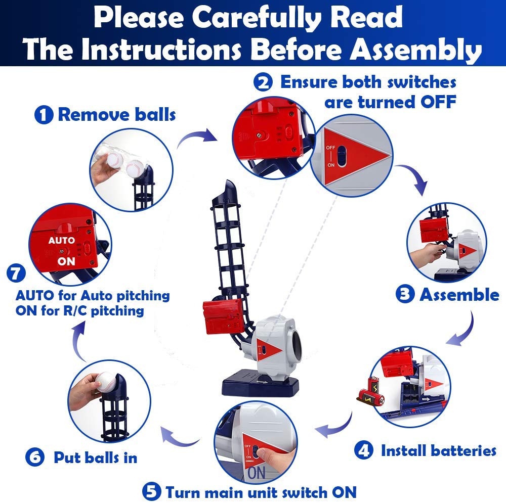 IPlay, iLearn 2 in 1 Da baseball & tennis lancio Macchina, Telecomando pipistrello tutto'aperto Giochi di sport, regali per 5, 6, 7 Anni di Età bambino