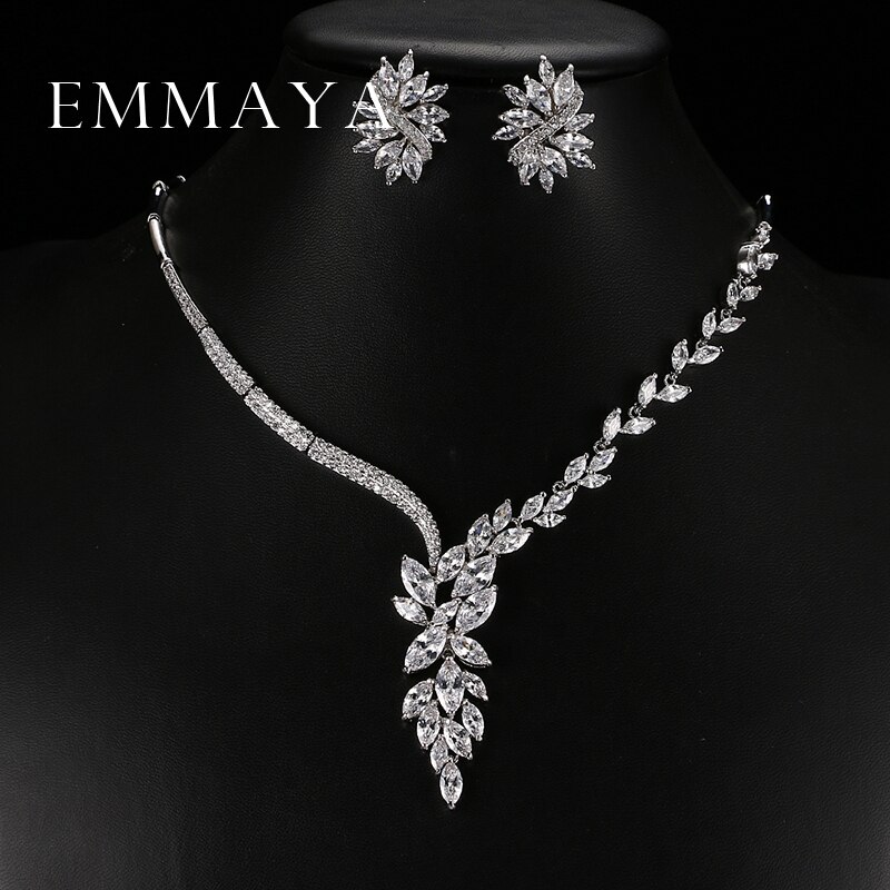 Emmaya Unique Choker Necklace Stud Earrings Bridal Jewelry Sets Wedding Accessories