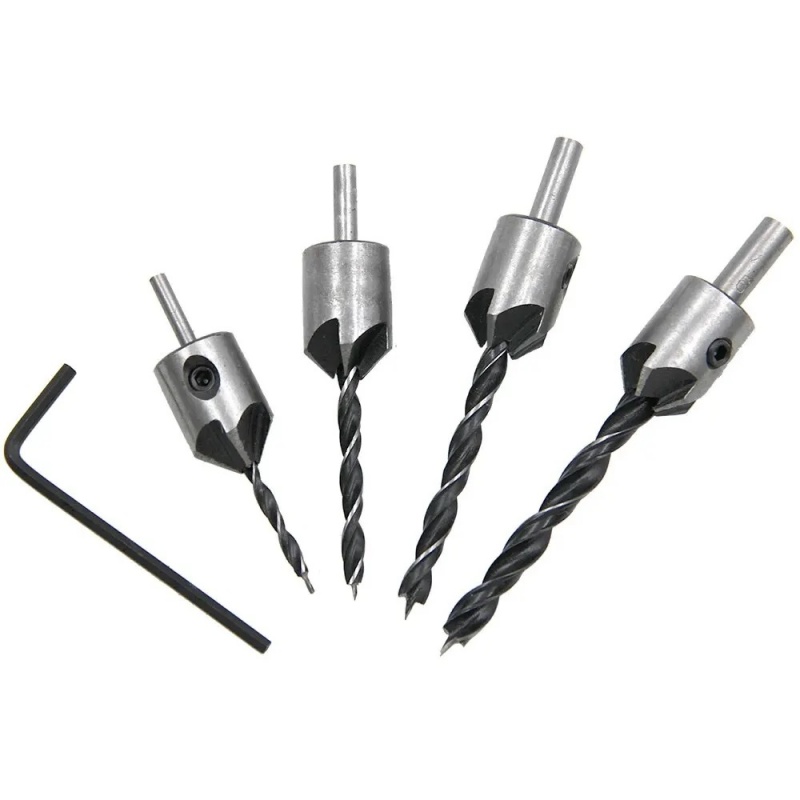 4 Uds. Taladro avellanado de tres puntas para carpintería, taladro escariador de 3-6mm, tornillo biselado, broca perforadora, juego de herramientas