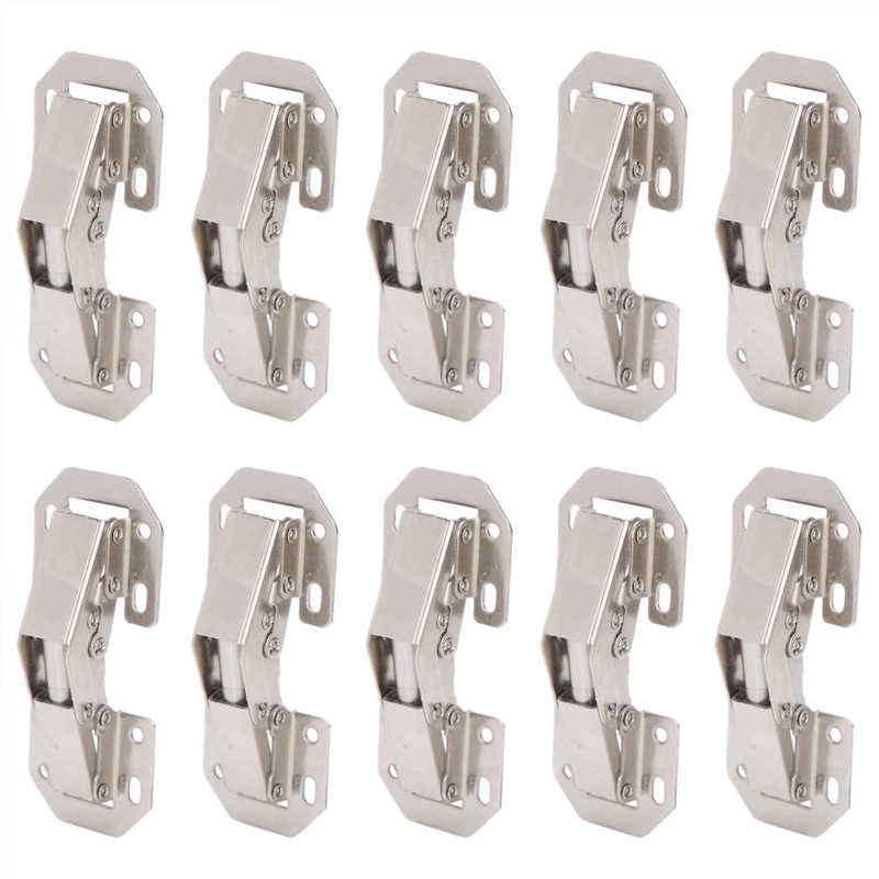Dobradiças de armário sem perfuração, dobradiças de porta em formato de ponte com buraco sem perfuração para móveis, dobradiça de fácil instalação com 10 peças