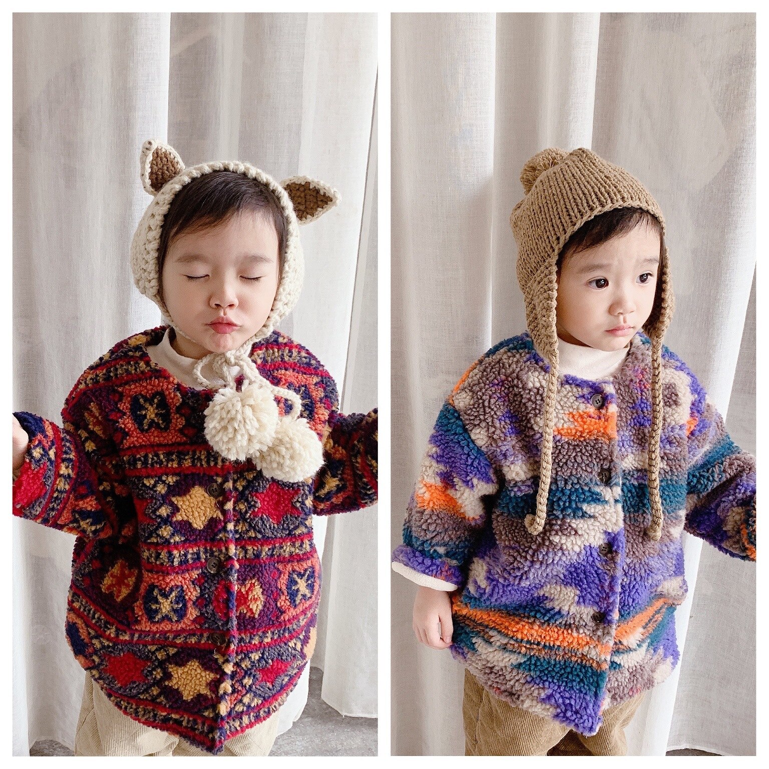 freundlicher Baumwolle Gefütterte Jacke Baby Mädchen Winter Mantel Kleinkind Junge Polar- Vlies Stern aufbringen Spitzen Langarm Einreiher lässig