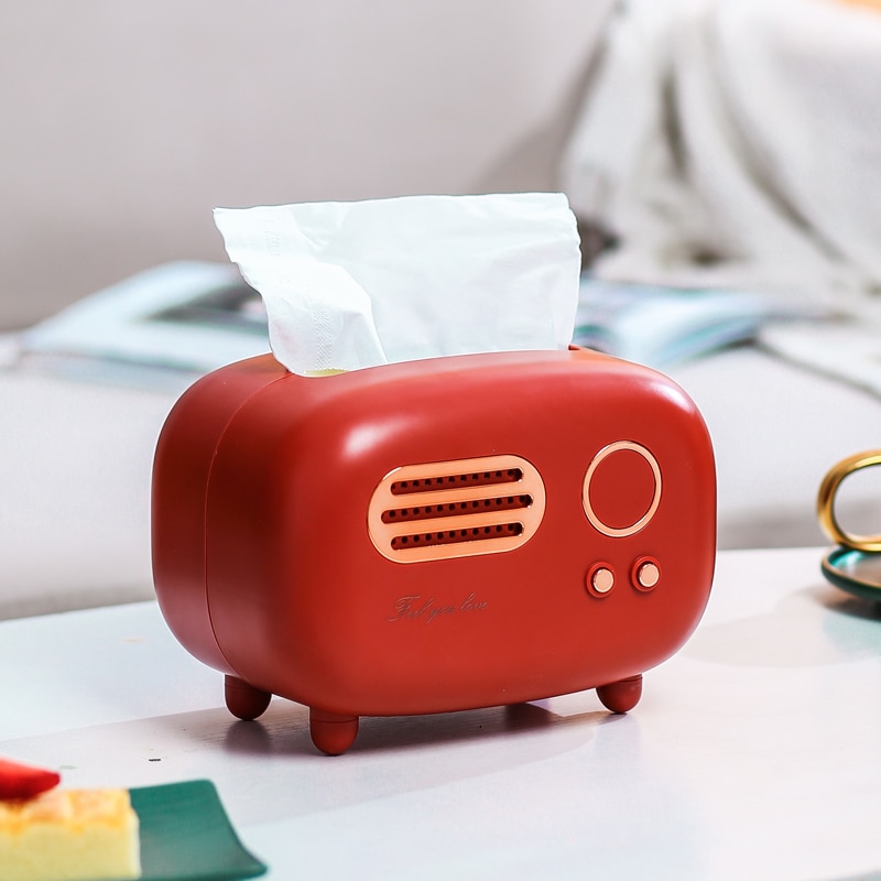 retro Radio Modell Gewebe Kasten Schreibtisch wc Papier Halfter Jahrgang Spender Speicher Serviette fallen Organizer Sekretariat Heimat Dekoration