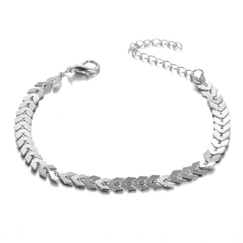 Aircraft chain arrowhead anklet female simple temperament summer beach resort metal ankle chain ornaments: Silver Plated