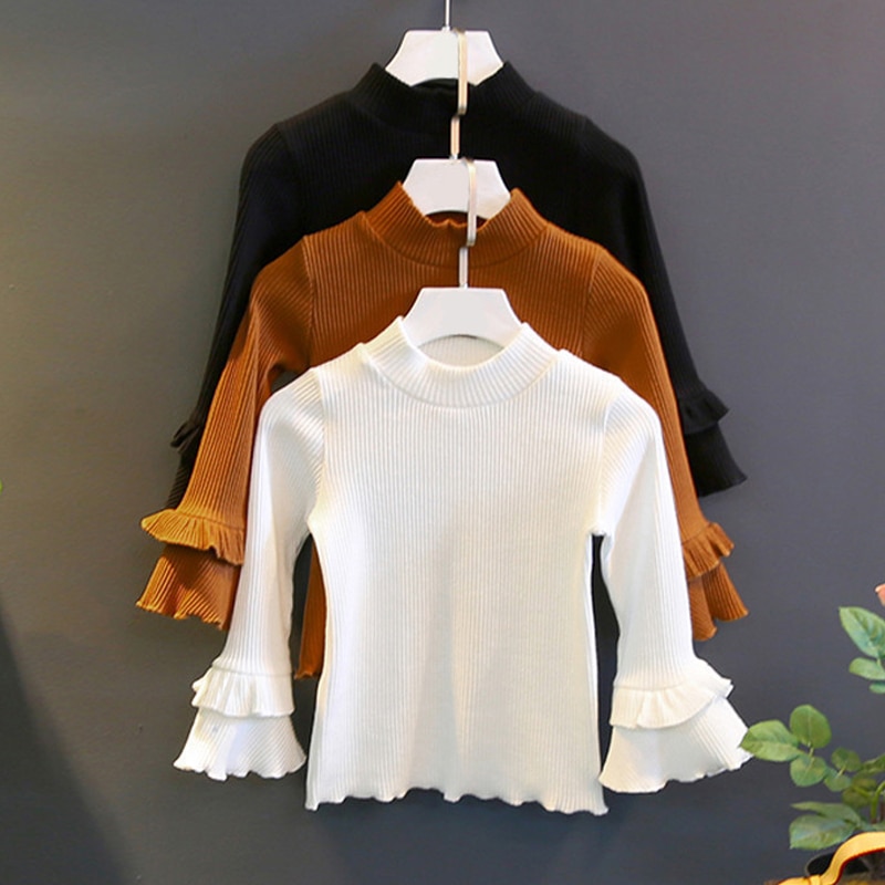 Babymeisjes shirt lotusblad trompetmouwen tops voor kinderen lente baby t-shirt peuter katoenen kinderblouse meisjeskleding