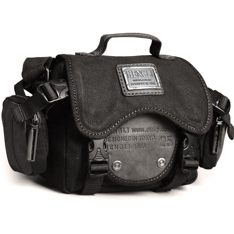 Retro Men Shoulder Camera Bags Leisure Resistant Canvas Cross Messenger Bag Outdoor Wear Resistance Casual Crossbody Bags: black