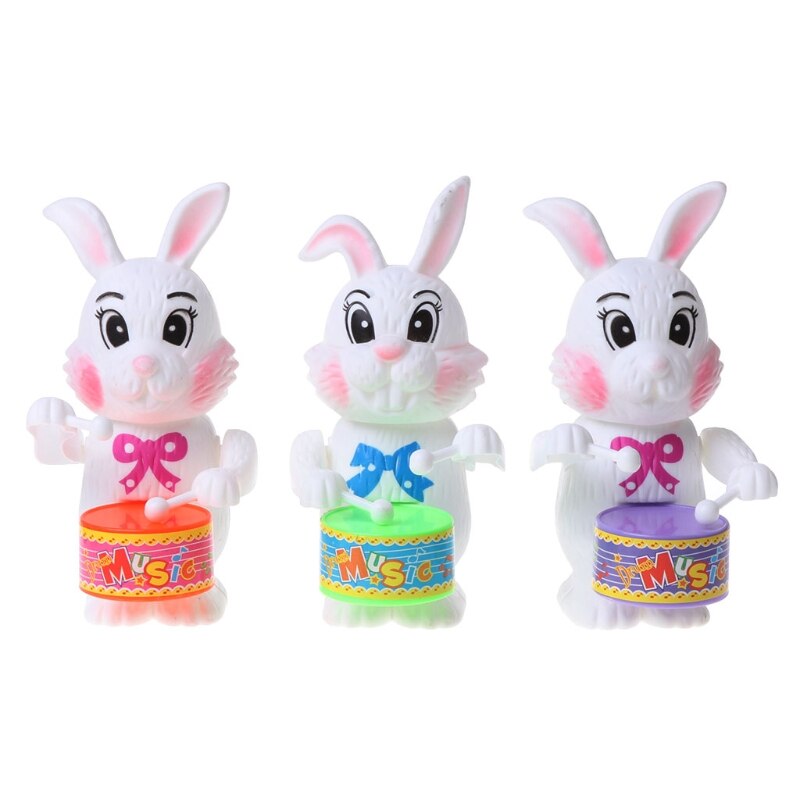 Jouet à tambour en forme de lapin, horloge à remonter, jouet éducatif, pour enfant, R66D