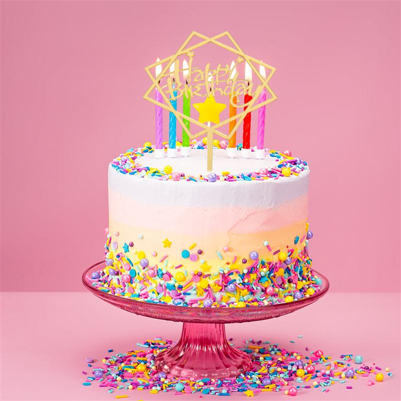 6 Pcs Birthday Cake Toppers Birthday Party Dessert Cake Acrylic Toppers Cake Picks Decor Birthday Cake Topper Decor