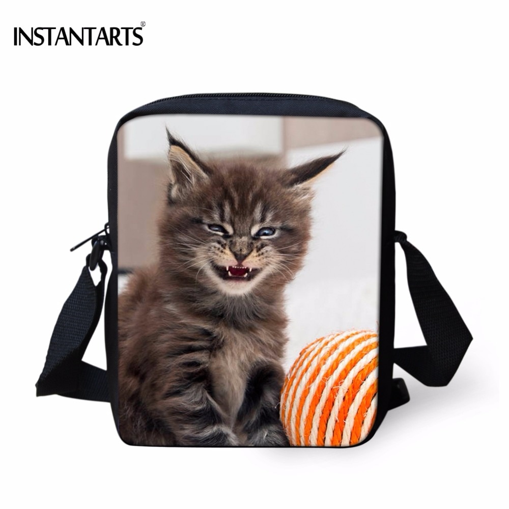 INSTANTARTS drôle sourire chat Maine Coon imprimer garçons filles Mini sacs décontracté maternelle cartables Kid école sacs à bandoulière