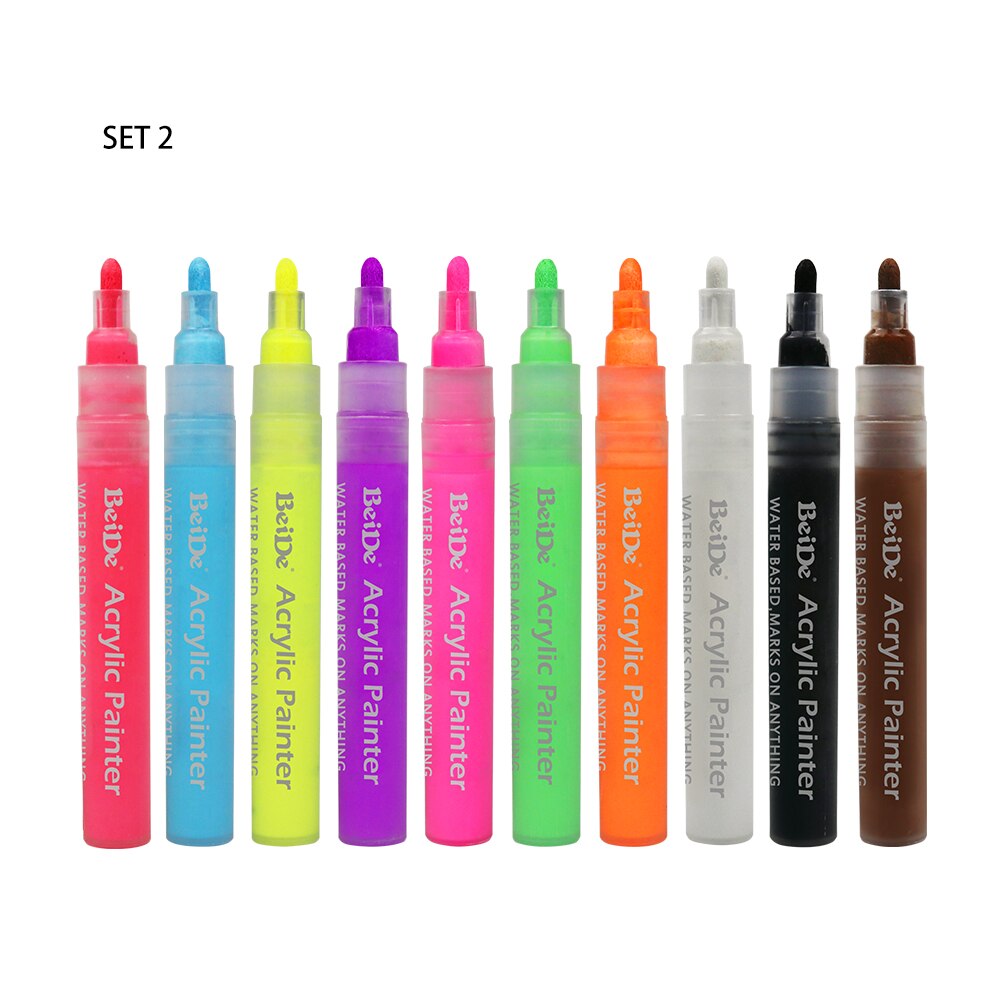 Rotuladores de pintura acrílica a base de agua, rotuladores permanentes no tóxicos con punta Reversible de 6mm, para pintar a base de agua, DIY, paquete de 56 unidades: Set 2