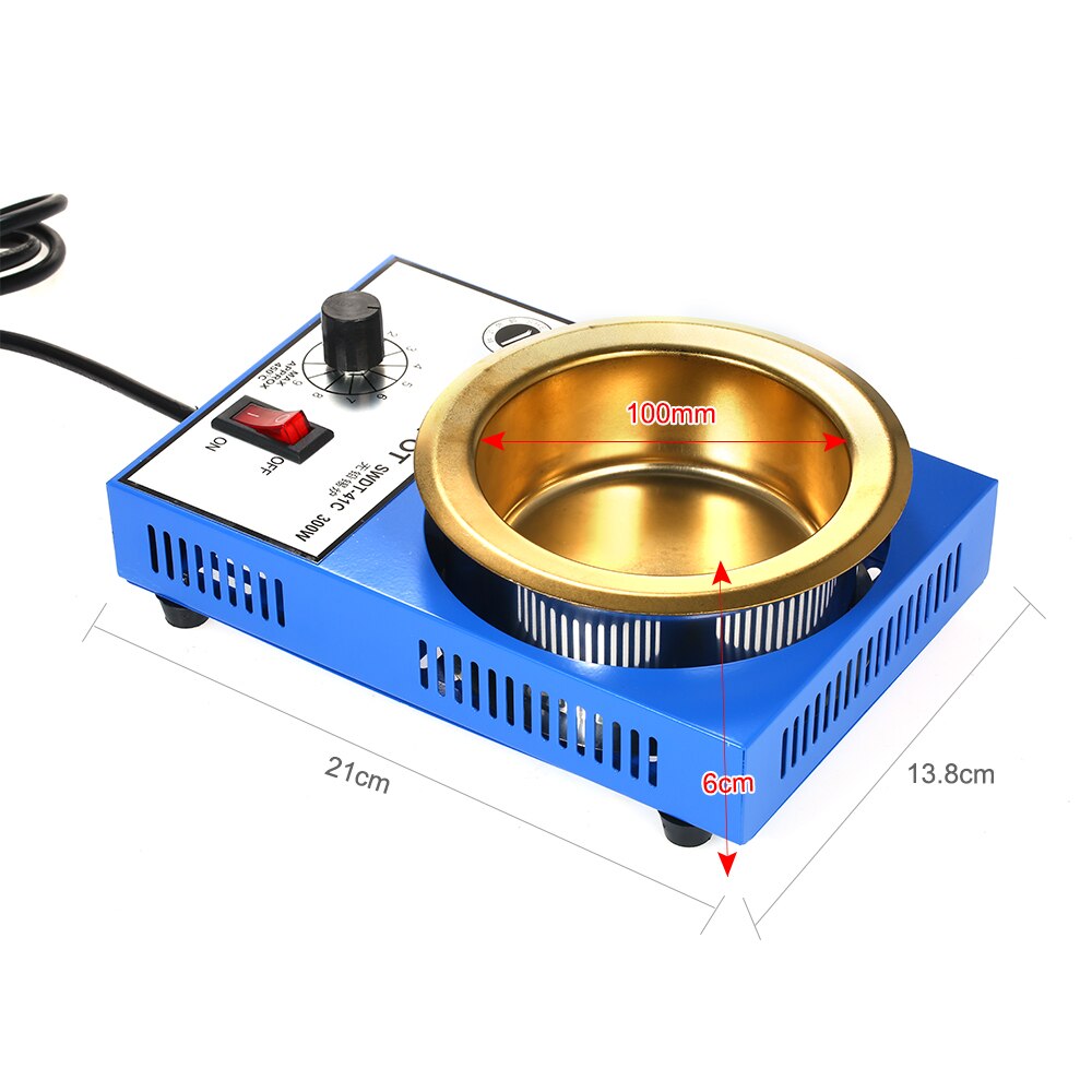 220v 300w lödkruka tenn smältugn termoreglering lödning avlödningsbad 100/80/50/38mm 200 ~ 450 celsius eu-kontakt