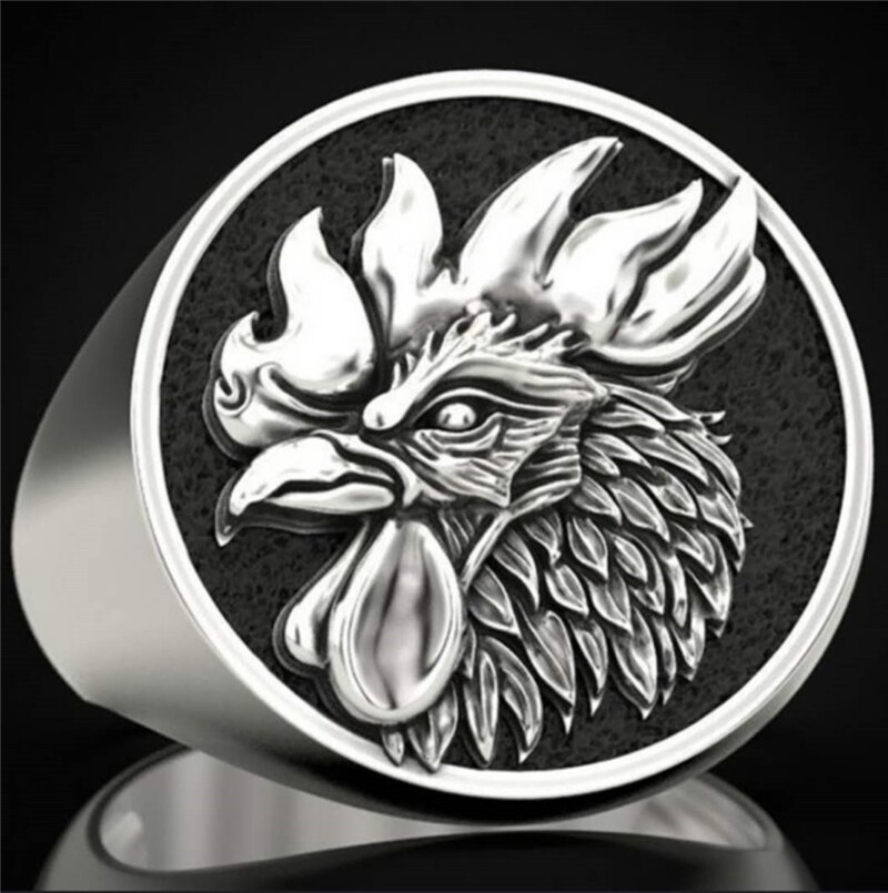 Mannen Ringen Roestvrij Staal Haan Vintage Vinger Ring Rock Punk Sieraden Halloween Party Accessoires