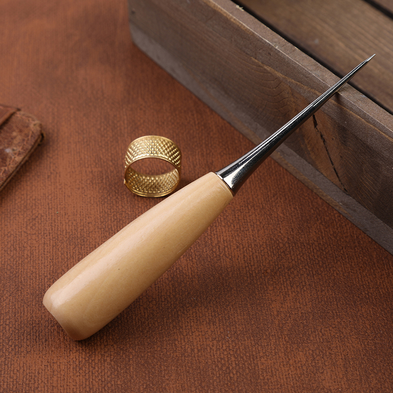 KRABALL-punzón de punzonado de cuero con mango de madera, herramienta de costura para bricolaje, costura hecha a mano, zapatos, bolsa, herramienta de reparación