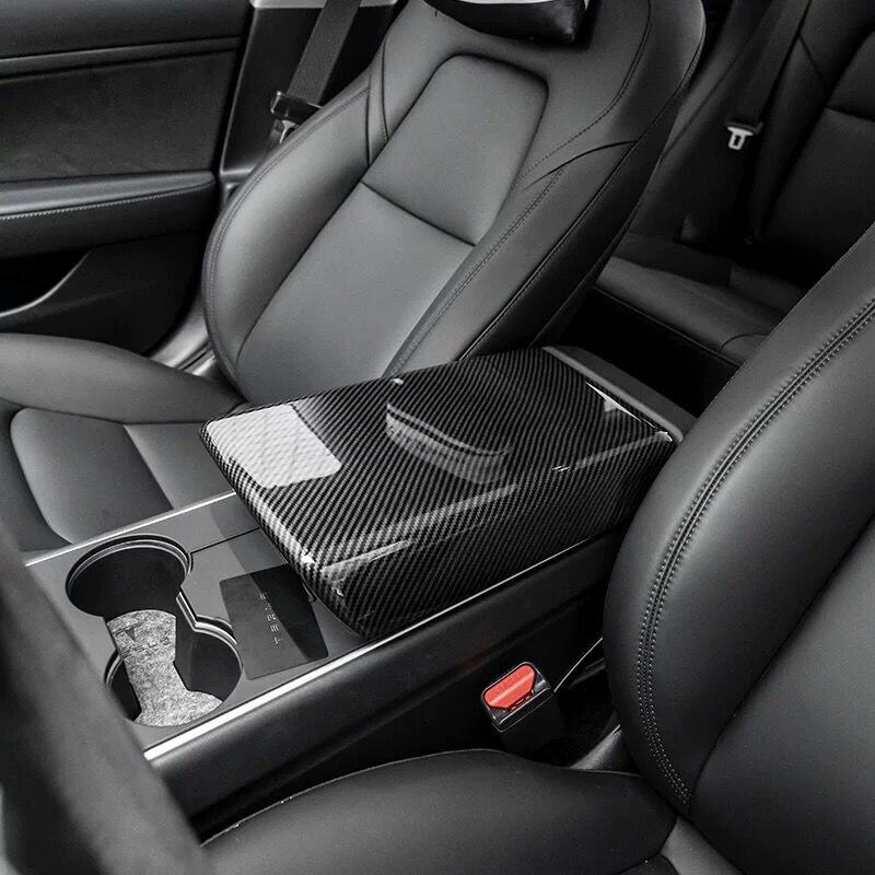 Car Center Console Armrest box Frame cover sticker For Tesla model 3 Car Interior ABS carbon fiber Decorative stickers