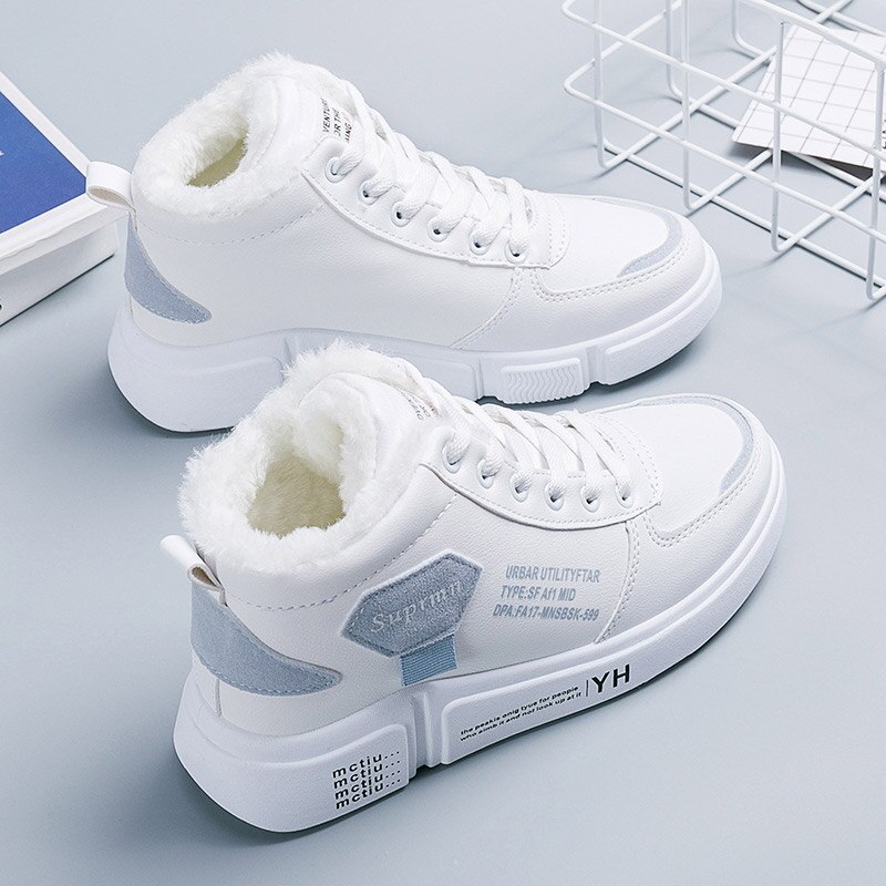 Winter damesschoenen dikke fluwelen schoenen voor dames warme veterschoenen effen kleur wandelschoenen casual dames sneakers