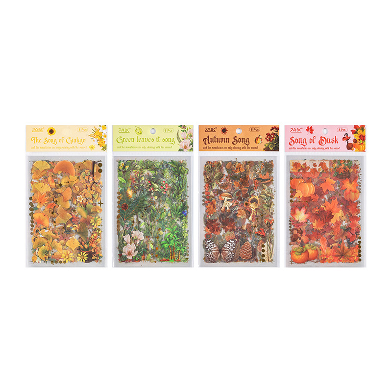 Journamm 8 unidades/pacote plantas flores folha pet adesivos decoração scrapbooking colagem lixo diário planejador decoração adesivo papelaria