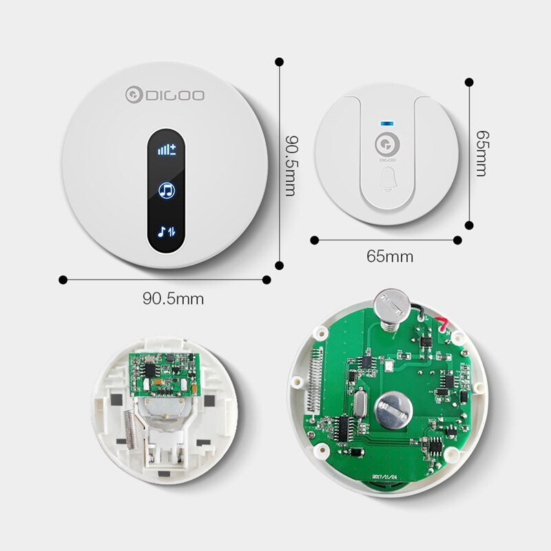 DIGOO DG-SD10 Transmitter Self-powered Waterproof Doorbell EU Plug Unique Sliding Button 58 Melodies 4 Levels Volume Door Bell
