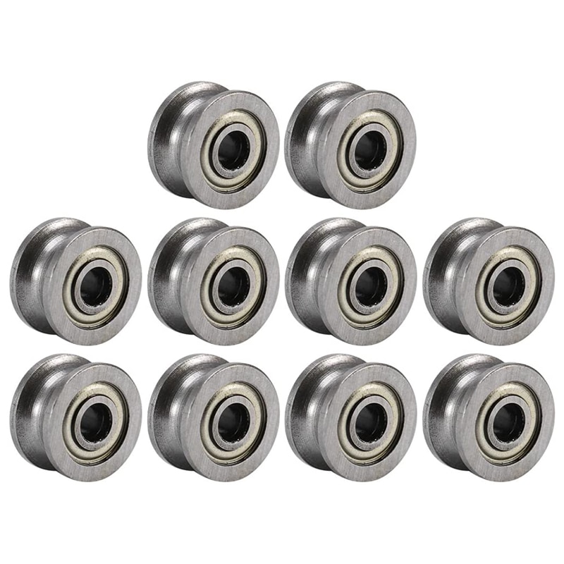 20Pcs U Groove Bearing U624ZZ Carbon Steel Durable V Groove Ball Bearing Pulley for Rail Track Linear Motion Systems