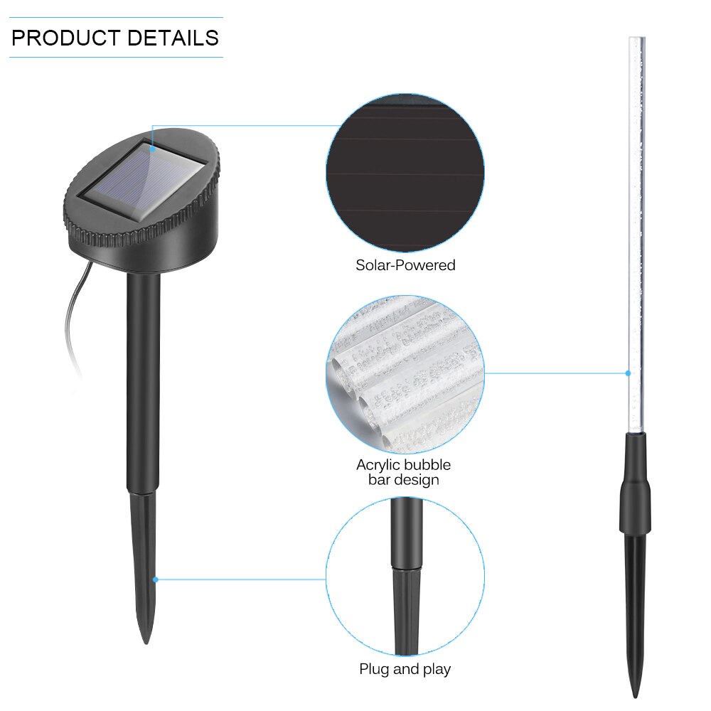Solar Power Tube Lights Lamps Acrylic Bubble Pathway Lawn Landscape Decoration Garden Stick Stake Light Lamp Set