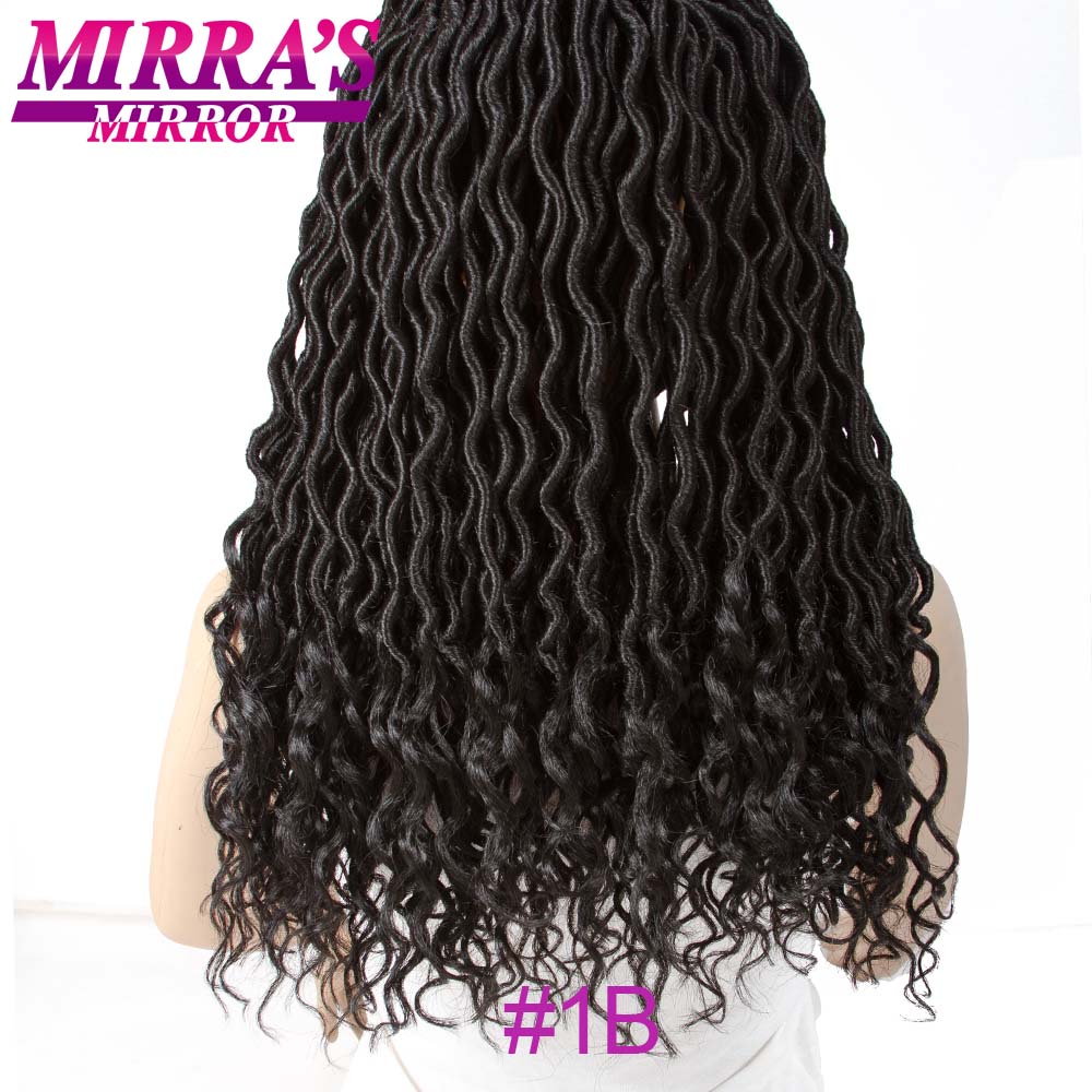 Mirra's Mirror 18" Goddess Faux Locs Crochet Hair Black Crochet Braids Synthetic Braiding Hair Extensions 24 Strands: #1B / 6 Packs