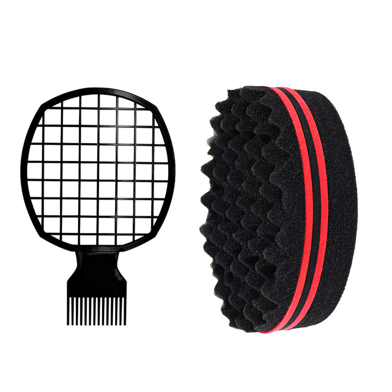 2 uds esponja de peine de pelo Afro Twist para hombres y mujeres cepillo de esponja de pelo rizado para peluqueros y peinado de cabello rizado personal: Castaño
