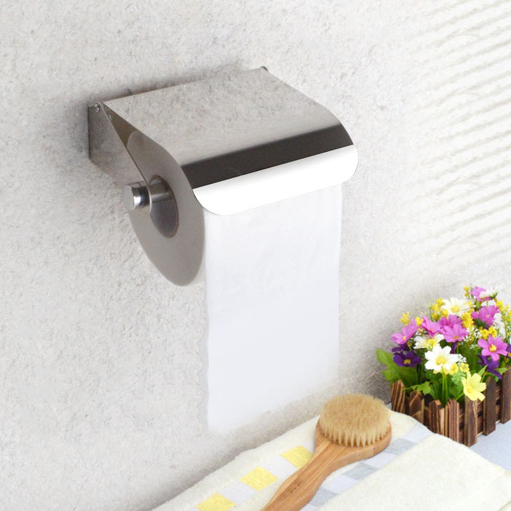 Useful Wall Mounted Tissue Holder Stainless Steel Bathroom Roll Tissue Box Toilet Paper Holder