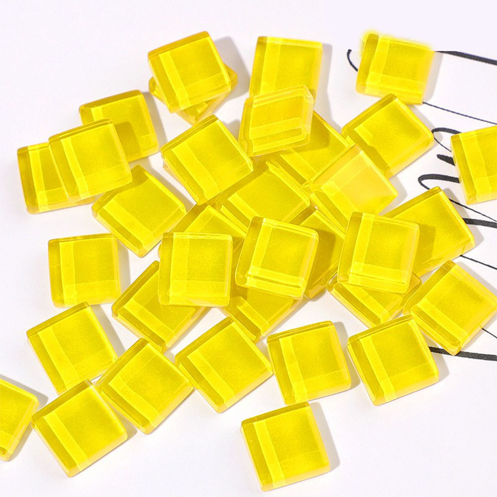 50PCS Mixed Color Glitter Glass Mosaic Grain Tiles Crafts For Stepping Stones Puzzle Garden Decor Hand Mosaics Flowerpots Making: Yellow