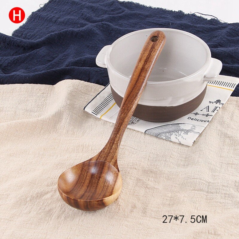 Non-stick Servies Bestek Set Houten Kookgerei Vork Lepel Mes Set Keukengerei Met Lange Handvat Spatel Platte Schop 1 PC