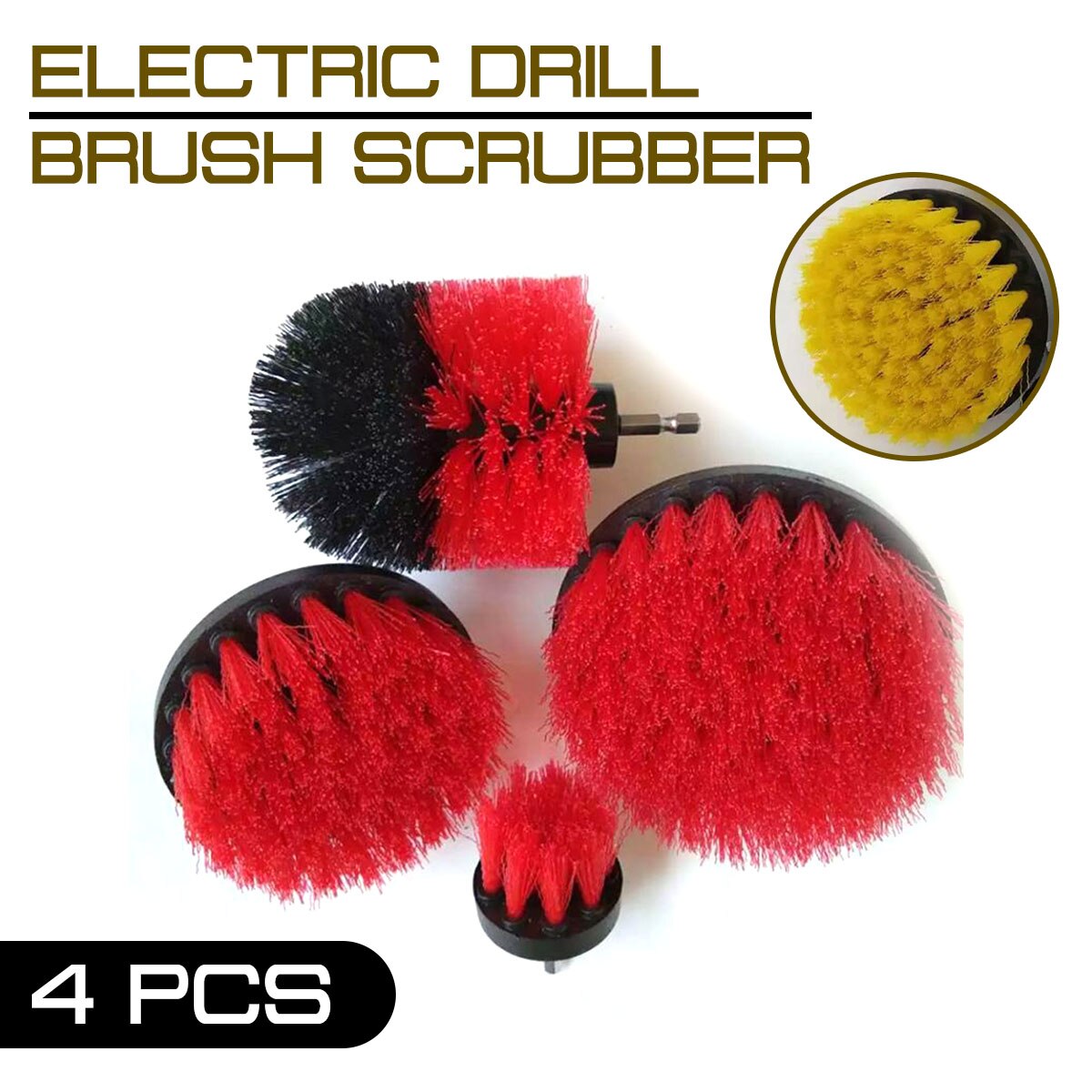 4 Pcs/Set Electric Drill Brush Power Scrubber Brush Drill Clean for Tub Shower Bathroom Surfaces Tile Grout Scrub Cleaning Tool