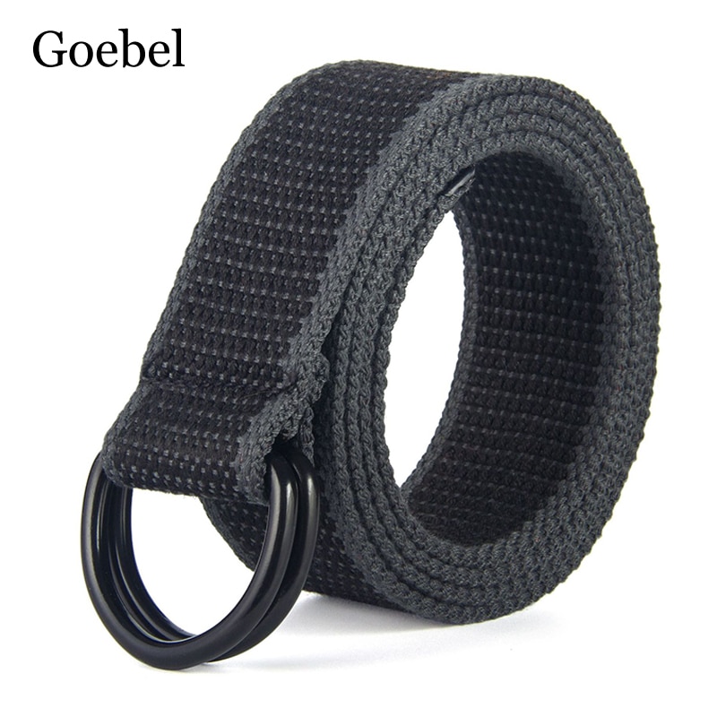cinturón de lona para hombres jóvenes lona doble anillo hebilla Simple salvaje cinturón vaquero hombres mujeres