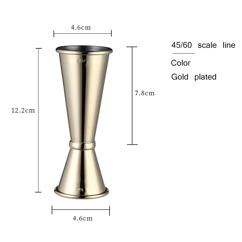 60/30ml dubbelzijdige cocktail likeur roestvrijstalen maatbekers 1.98oz/1oz barman drankmixer jigger shot barmaat: Gouden