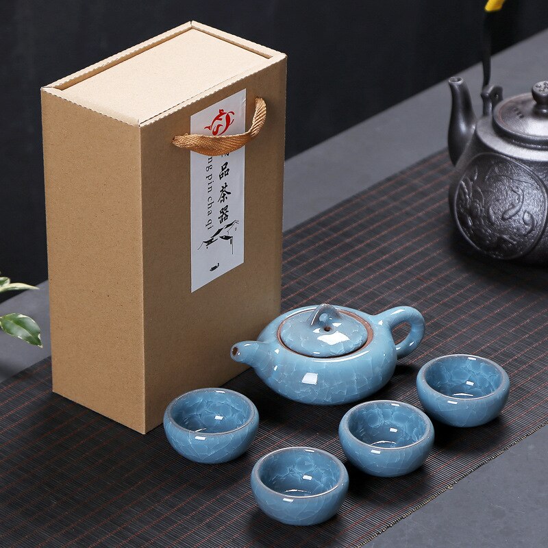 Chinese Travel Kung Fu 5pcs Tea Sets Ceramic Portable Porcelain Service Gaiwan Tea Cups Tea Ceremony Teapot Box: type3