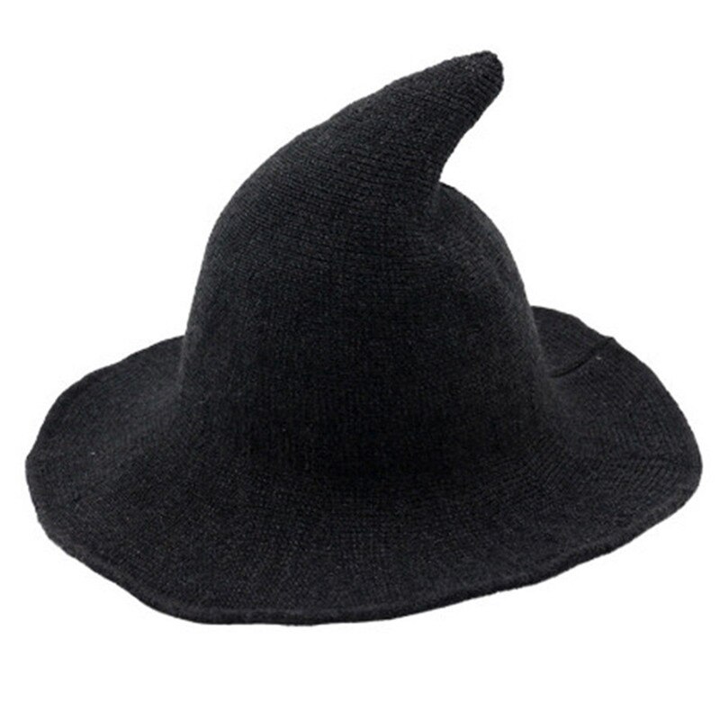 Sombrero de lana moderno para mujer, gorros de bruja de Color sólido de Halloween, Vintage para mujer, tapón en punta, ropa para Primavera, Otoño e Invierno: E
