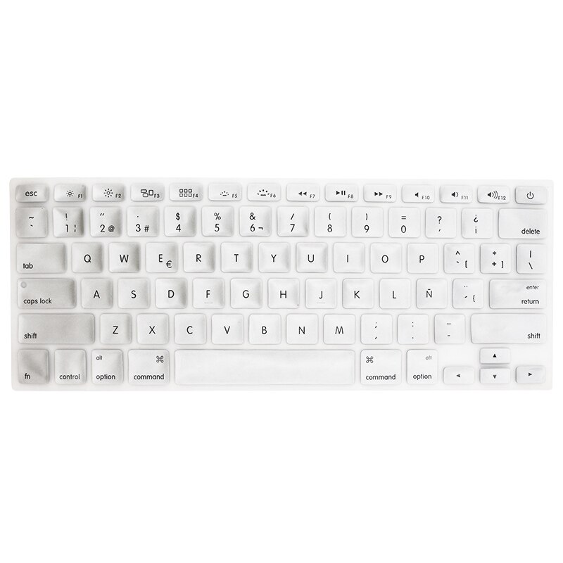Osłona klawiatury naklejka silikonowa wersja amerykańska język hiszpański list Protector dla Macbook Air 13 Pro 13 15 17 Retina Film: Silver