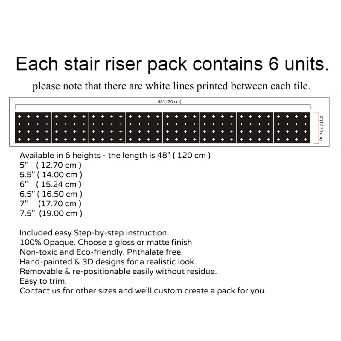 19x120cmx6pcs Trap Sticker Waterdichte Zelfklevende Pvc Trap Sticker Voor Badkamer Keuken Stairway Decor: 2021TS001-4 / 17.7x120cmx6pcs