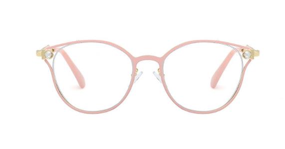 Metalen strass steentjes kattenoog brilmontuur vrouwen  uv400 brillen heldere lenzen bijziendheid nerd zwart roze rood brilmontuur: Roze helder