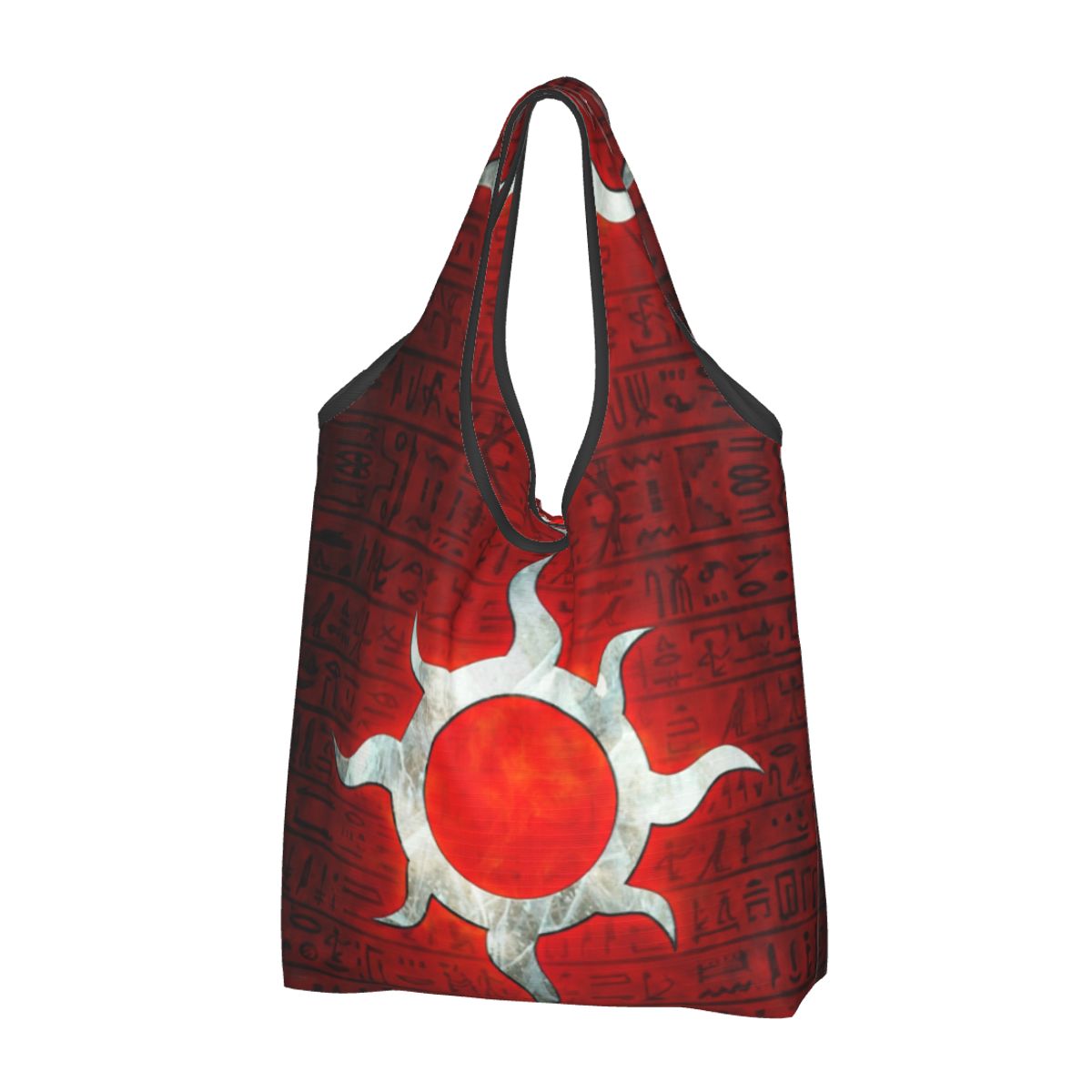 Custom Reusable Egyptian Cats And Eye Of Horus Shopping Bag Women Tote Bag Portable Ancient Egypt Groceries Shopper Bags: Chocolate