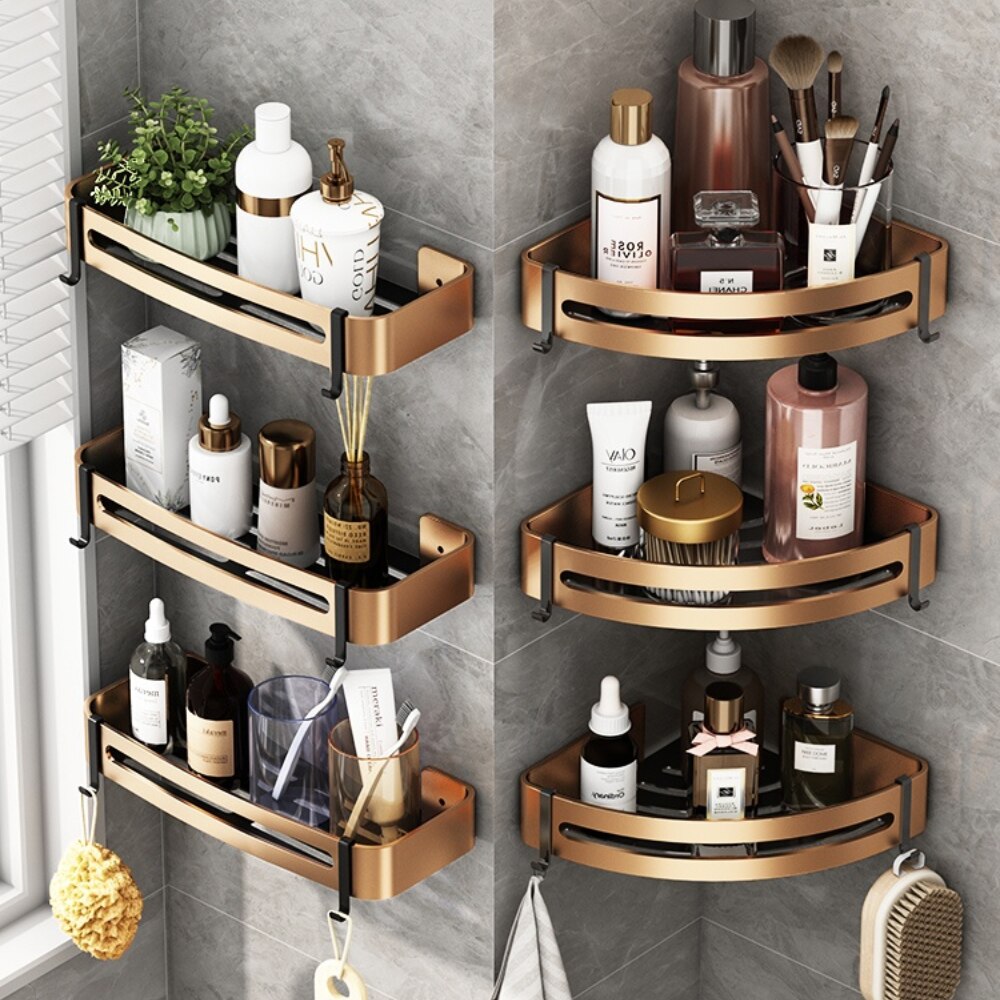 Luxe Badkamer Planken Driehoek Hoekplank Douche Storage Rack Holder Wandcloset Organizer Badkamer Accessoires