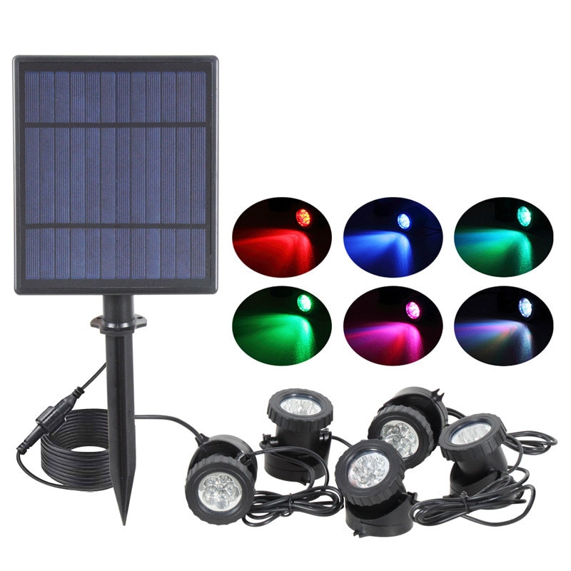 Solar Light Waterproof IP68 Lamp RGB 30leds Underwater Spot Light for Swimming Pool Fountains Pond Water Garden Aquarium