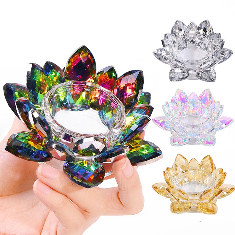 Verre à ongles en forme de fleur de Lotus, verre arc-en-ciel, pour Nail Art