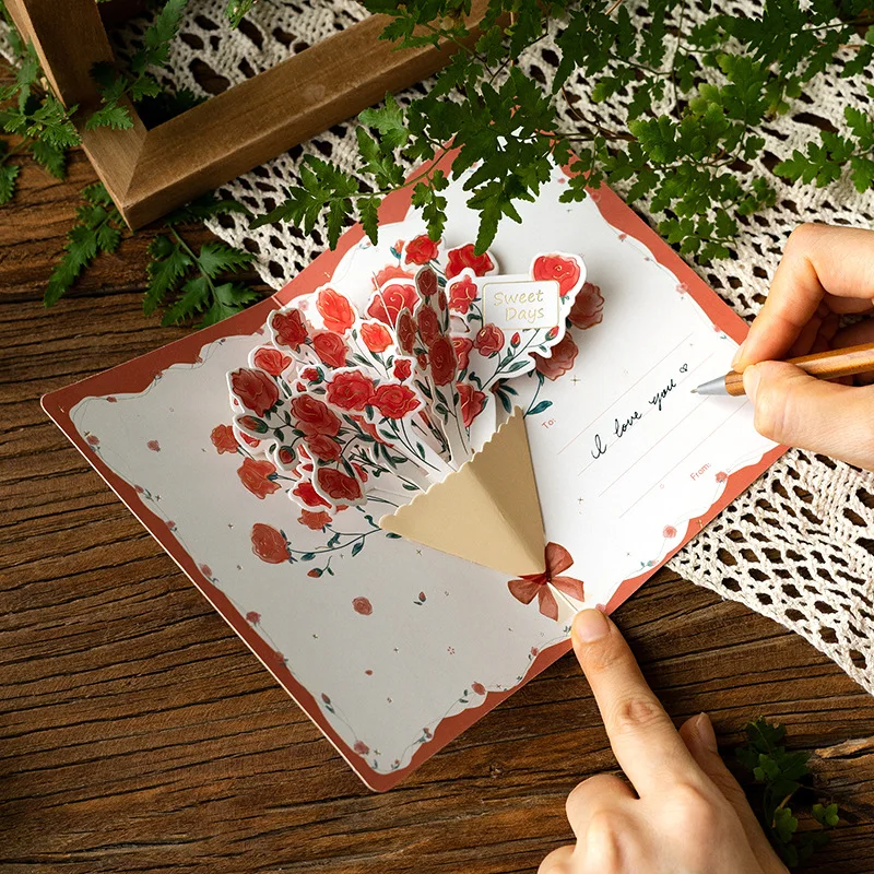 3D pop-up stijl creatieve minimalistische wenskaart originele bloem zegen kaart gelukkige verjaardagsfeestje uitnodiging brief cadeau