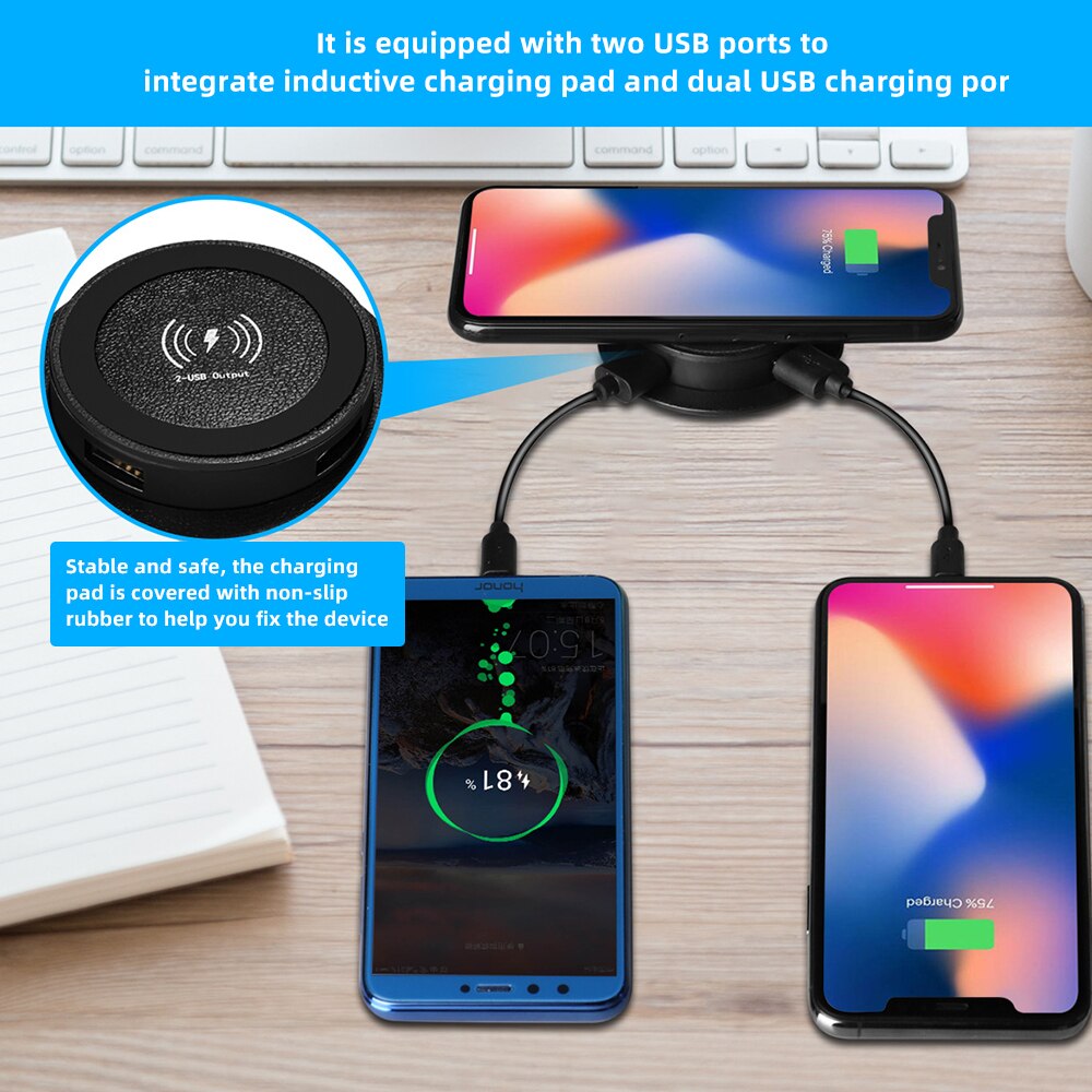 18w usb indbygget hurtig trådløs oplader kompatibel unik indbygget desktop mobiltelefon ladeplade bordmonteret hurtigoplader