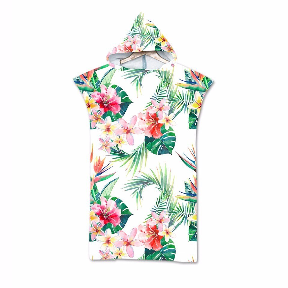 Dubbelzijdig Gedrukt Bloem Hooded Badhanddoeken Mantel Microfiber Romantische Rose Bloemen voor Volwassenen Mannen Vrouwen Strand Handdoeken
