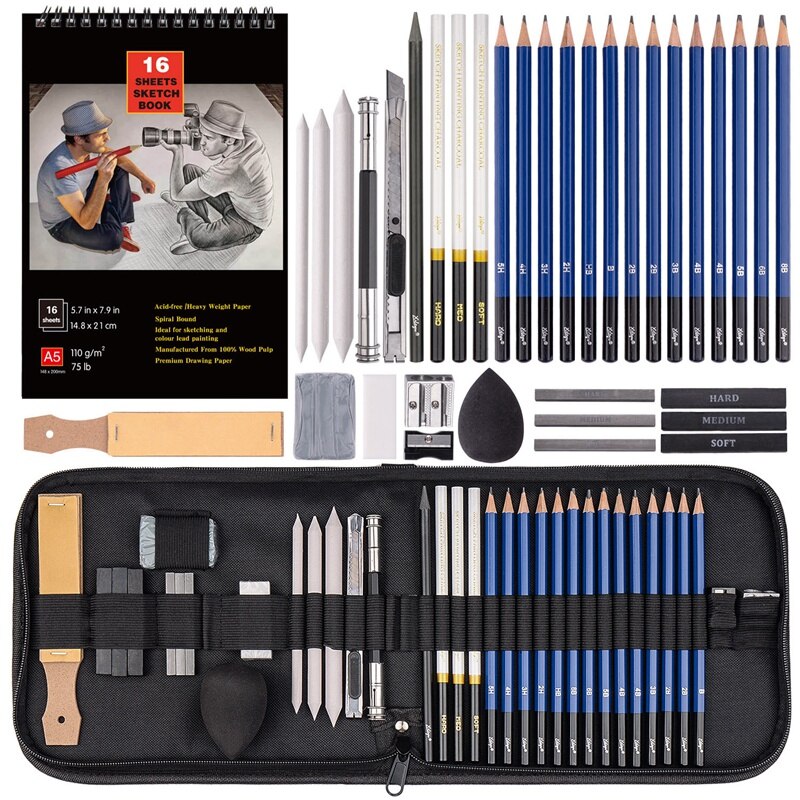 37 PCS Sketching Pencils Set, Sketch Drawing Set, Complete Artist Kit with Travel Case for Kids and Adults