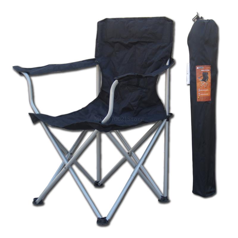 Udendørs klapstol stål chaise oxford fiber lænestol med kopholder bærbar og kraftig til fiskeri camping hicking
