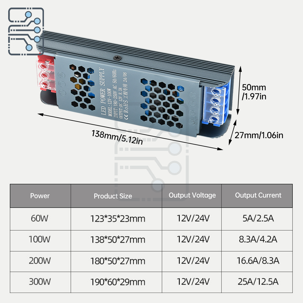 DC12V switching power supply LED driver power supply LED transformer light bar switching transformer converter AC180~250V